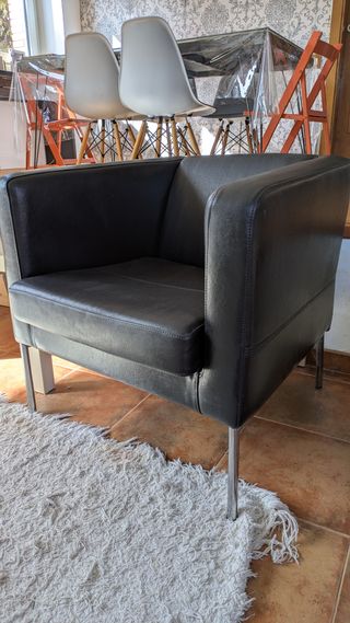 Sillón IKEA Klappsta Piel Negra