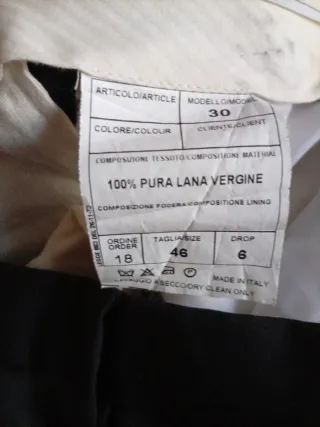 Abito completo uomo lana Tasmania nero