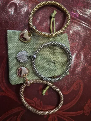 Set 3 Bracciali Cuore Oro Argento