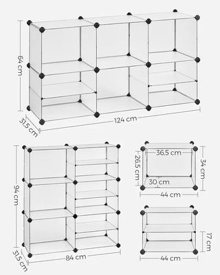 SONGMICS Estantería Modular 9 Compartimentos