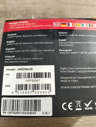 Amdis Camara Web 2Mp 1920X1080 Usb 2.0 Negro