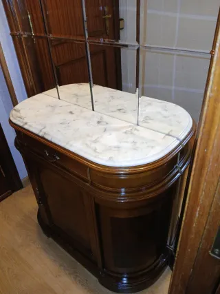 Mueble de entrada madera y mármol
