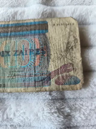 Billete 10 Zaires 1974 Histórico