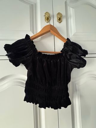 Top fiesta terciopelo negro