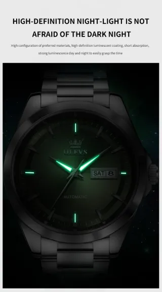 Reloj Olevs Automático Verde y Plateado