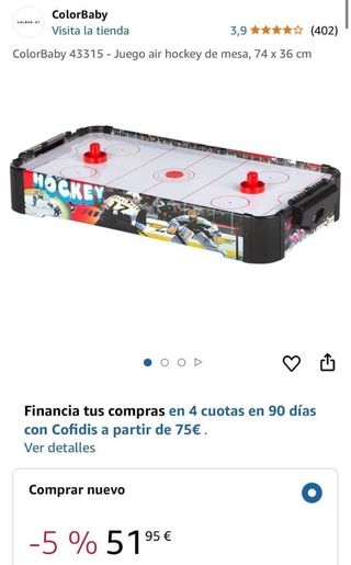 ColorBaby Juego air hockey de mesa 74 x 36
