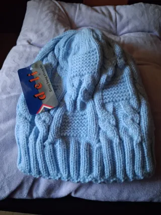 Gorro de lana invierno azul claro deli
