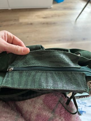 Borsa verde zebrata vera pelle