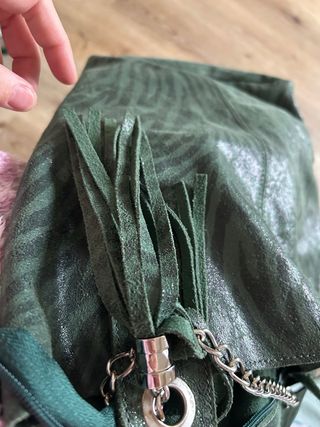Borsa verde zebrata vera pelle