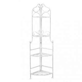Scaffale Etagere 4 Ripiani Ferro Bianco Provenzale