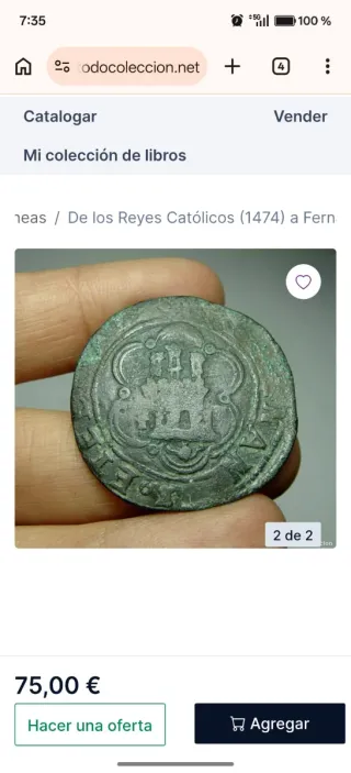 Moneda antigua Reyes Católicos 1474 y FernandoXII