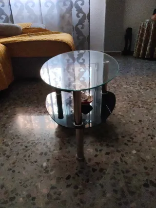 Mesa de centro cristal y metal