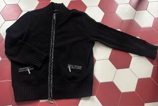 Cardigan Betty Barclay nero zip tasche. Pura lana