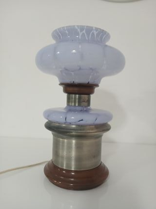 Lampada Tavolo Vintage Vetro Murano Viola/Bianco