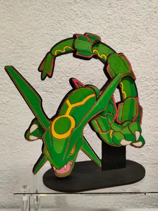 Statuetta Rayquaza Pokemon Legno