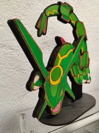 Statuetta Rayquaza Pokemon Legno