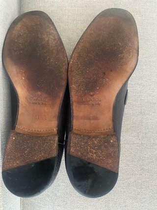Zapatos Gucci Negro Piel Hebilla Dorada