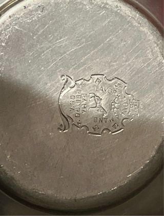 Zuccheriera in peltro con 5 cucchiaini