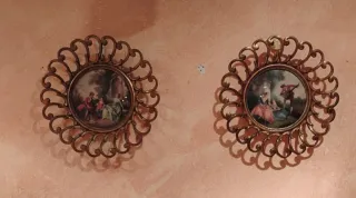 Pareja Cuadros Vintage Rococo Años 50