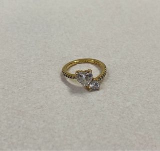 Anillo Pandora Doble Corazón Dorado