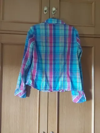 Camisa entallada cuadros multicolor