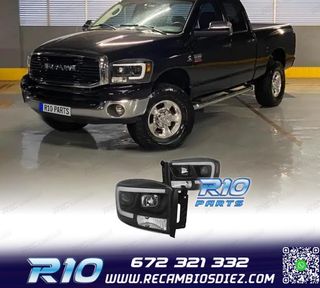 FAROS PARA DODGE RAM 06-08 LUZ DIURNA LED NEGRO
