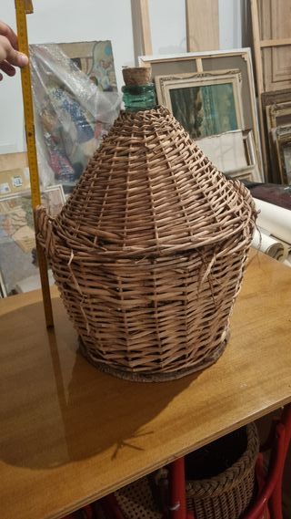 Damigiana vetro con rivestimento legno h 50