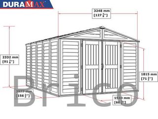 Caseta PVC Woodbridge Plus 405x324x233 cm - Duramax