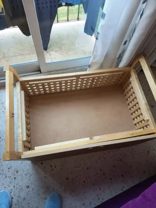 Banco baúl almacenaje madera con cojín