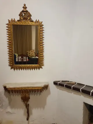 Consola y Espejo Entrada Dorado