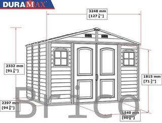 Caseta PVC Woodside 239x324x233 cm - Duramax