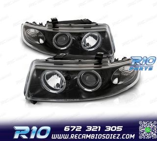 FAROS SEAT LEON TOLEDO 1M OJOS ANGEL 99-05 FONDO NEGRO LED