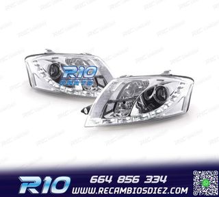 FAROS AUDI TT 98-05 LUZ DIURNA LED FONDO CROMO