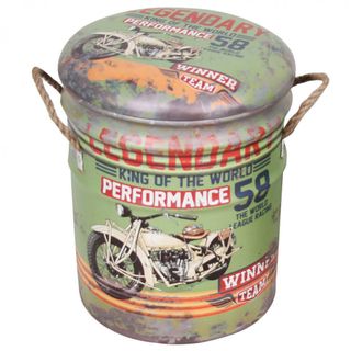 Set 2 Pouf Contenitore Poggiapiedi Verde Vintage