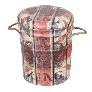 Set 2 Pouf Contenitore Tondi Poggiapiedi London