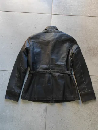 Cazadora Biker Piel Negra Vintage Talla 40 / L