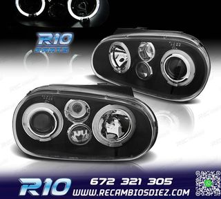 FAROS VOLKSWAGEN VW GOLF 4 OJOS ANGEL LED LOOK R32 FONDO NEG
