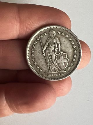 Moneda Plata Suiza 2 Francos 1960