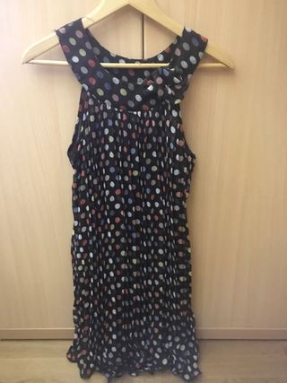 Vestido de lunares marrón y multicolor