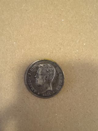 Moneda 5 Pesetas 1871 Amadeo I Rey