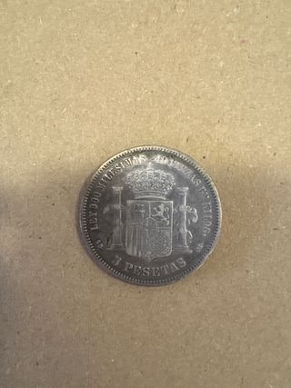 Moneda 5 Pesetas 1871 Amadeo I Rey