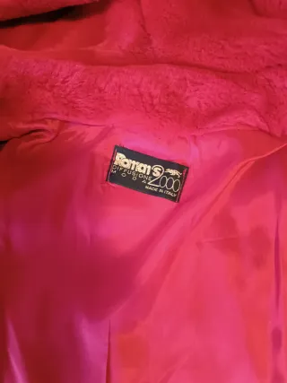 Giaccone donna pelliccia sintetica cappuccio rosso