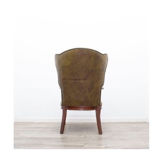 Sillón Clásico Cuero Marrón/Verde