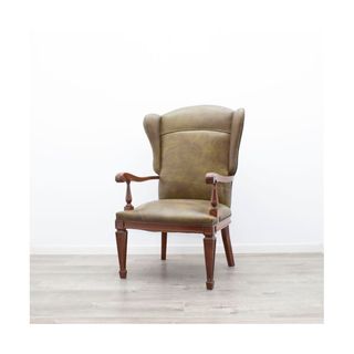 Sillón Clásico Cuero Marrón/Verde