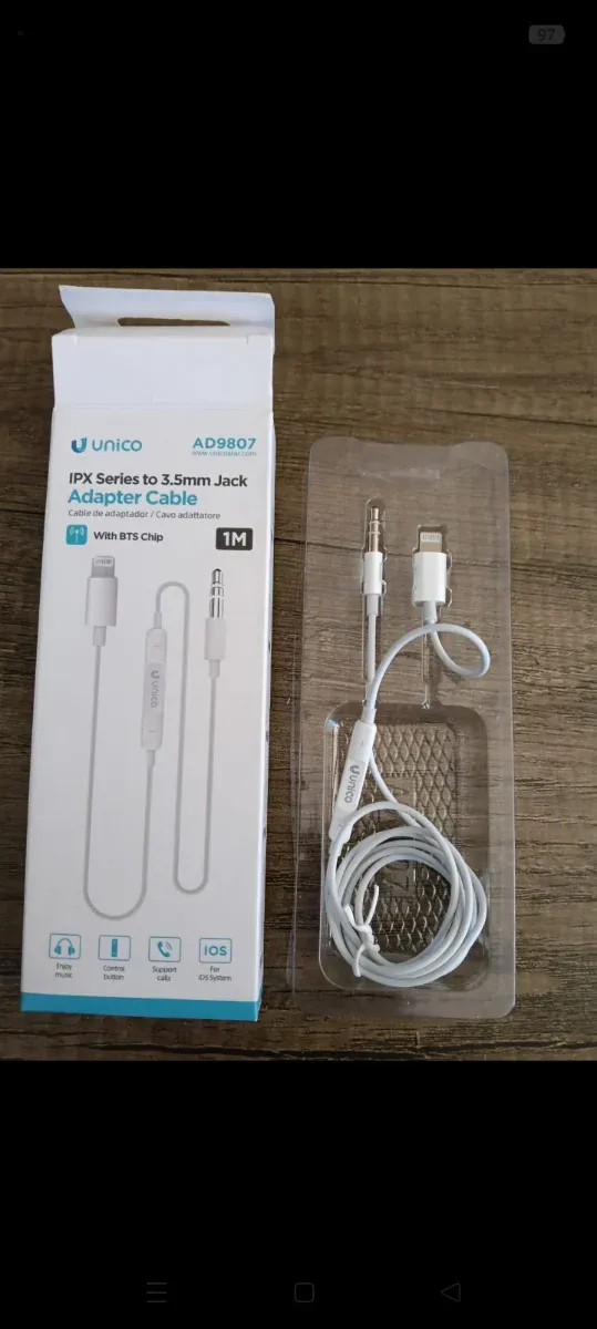 Cable Adaptador Unico Lightning a Jack 3.5mm 1M