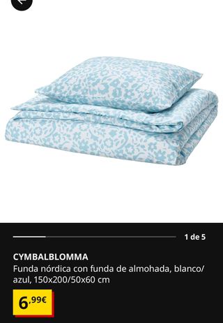 Funda Nórdica Individual Cymbalblomma Azul/Blanco