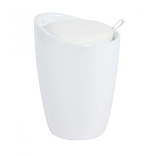 Sgabello Pouf in ABS con Cuscino Ecopelle Bianco