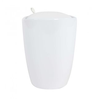 Sgabello Pouf in ABS con Cuscino Ecopelle Bianco