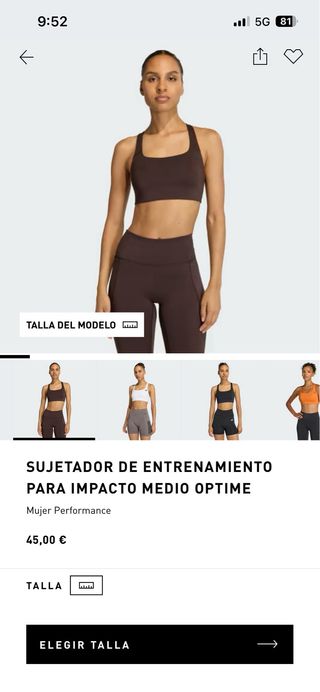Sujetador entrenamiento Adidas Optime sin estrenar