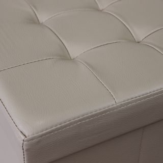 Pouf Quadrato Contenitore in Ecopelle Beige 38cm